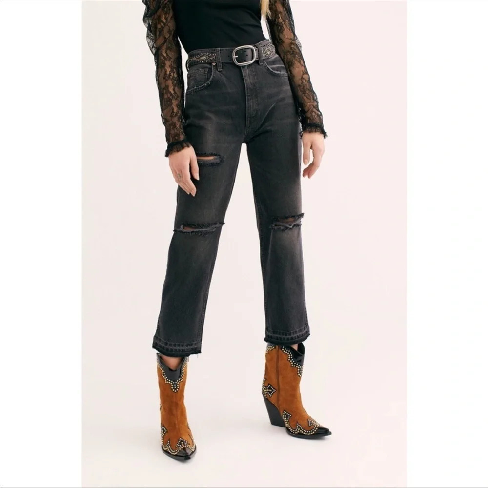 Free People We The Free Lita Distressed Slim Straight Leg Jeans